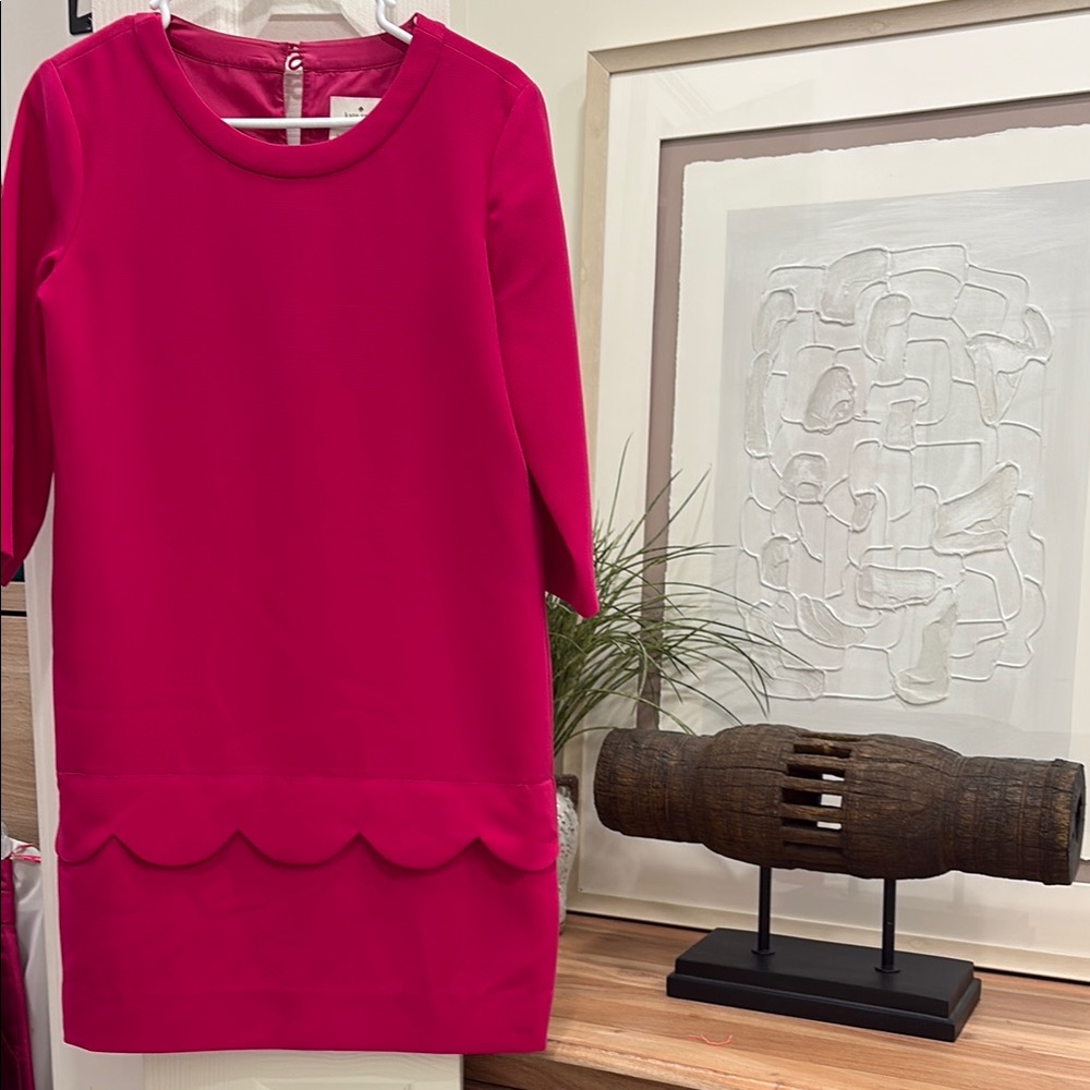 Kate Spade Pink Scalloped Drop-waist Dress